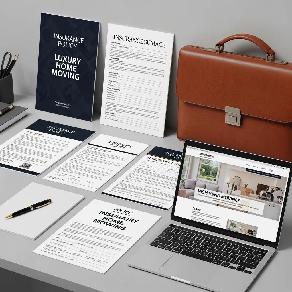 Luxury moving insurance documents and policies on a stylish desk